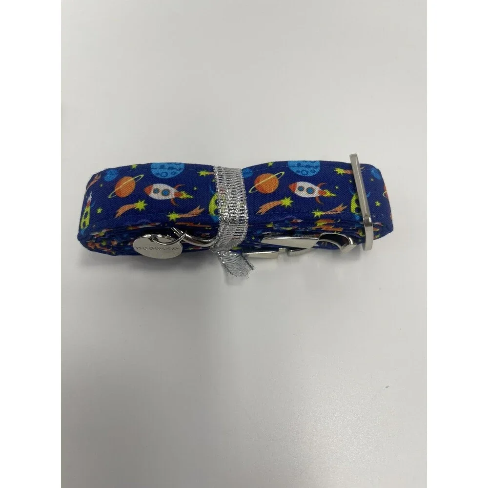 Dogwong Collar With Removeable Bow In Blue Space Adjustable Med/Lg Dog New